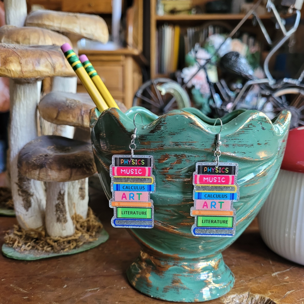 Colorful Book Stack Earrings - Picture 2 of 5